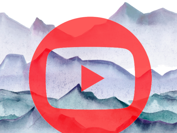 youtube logo with ink mountain background